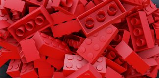 pile of red toy blocks