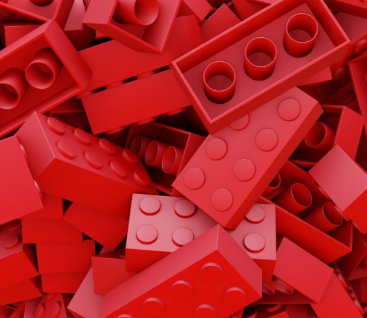 pile of red toy blocks